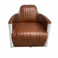 Spitfire Rétro Métal Aluminium Vintage Vieilli Cuir Tan 360 Pivotant Tomcat Chaise Aviateur
