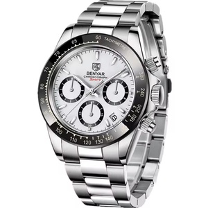 Reloj Deportivo de Cuarzo Cronógrafo de Lujo para Hombre, Logotipo Personalizado, 5 Bar, Multifuncional, Resistente al Agua, Acero Inoxidable, Correa de Cuero, Moderno - Product Image 1