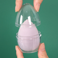 SUNSHING Boîte de rangement portable en plastique en forme d'œuf pour houppettes de maquillage, étui de voyage pour éponges de beauté