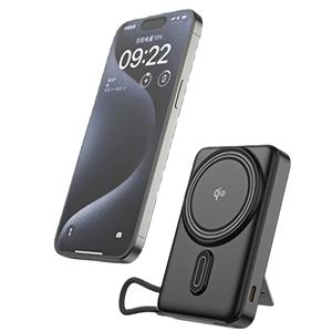 พาวเวอร์แบงค์แม่เหล็กไร้สายแบบโซลิดสเตทในตัวสายชาร์จ 10000 มิลลิแอมป์ แบบสองในหนึ่ง ชาร์จเร็วสำหรับโทรศัพท์มือถือ พอร์ต Type C - Product Image 1