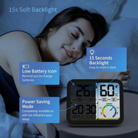 Termometer Higrometer Digital LCD Besar dengan Lampu Latar, Pengukur Suhu dan Kelembapan Ruangan, Mencatat Suhu Maksimum dan Minimum untuk Kantor dan Gudang
