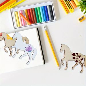 Wholesales Custom <b>Wood</b> Pet 10PCS Unfinished Wooden Horse Cutouts for DIY Painting Crafts Making Ornaments - Product Image 3