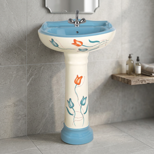 Lavabo de Pedestal de Cerámica Vinus, Mueble para Lavabo, Juego de Artículos Sanitarios para Baño de Hotel, para Hoteles, Villas, Hospitales, Fábrica Vistaar - Product Image 1