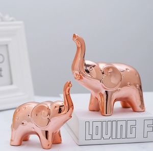 Ornamenti artigianali in oro statuetta di piccoli animali graziosi placcatura in ceramica elefante casa ufficio arredamento tavolo da salotto - Product Image 2