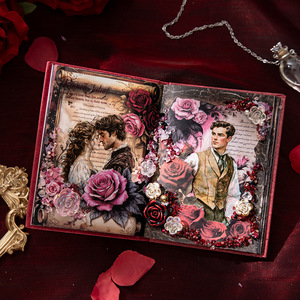 96 Hojas por Paquete, Materiales de la Serie Cartas de Rosas, Libro de Material de Tapa Dura con Temática de Rosas Vintage - Product Image 4