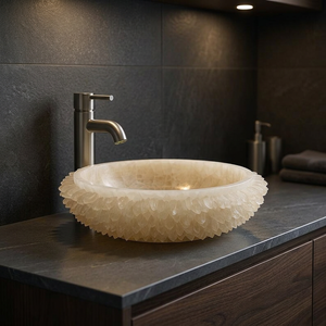 Lavabo Moderno de Resina, Mármol y Cuarzo con Superficie Pulida, Resistente al Agua, Fácil de Limpiar, para Baños de Lujo - Product Image 1