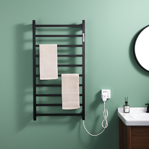 Sèche-<span class=keywords><strong>serviettes</strong></span> électrique intelligent mural moderne 50x96,5 cm à 10 rails en acier inoxydable 304 noir pour <span class=keywords><strong>salle</strong></span> <span class=keywords><strong>de</strong></span> <span class=keywords><strong>bain</strong></span> - Product Image 1