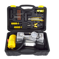 Compresseur d'air portable 12V en métal à double cylindre pour pneus, robuste, avec sac de transport, 150 PSI, avec adaptateur pour voiture