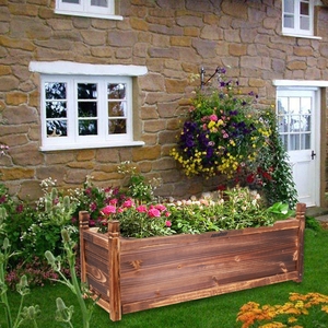 Unho Jardinières surélevées d'extérieur, abreuvoirs en bois, grand lit de fleurs, boîte à plantes potagères, support pour plantes de jardin - Product Image 5