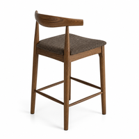 Tabouret de bar en noyer, style nordique minimaliste, chaise de comptoir en bois massif, dossier haut, chaise de bar rembourrée, tabouret d'îlot de cuisine