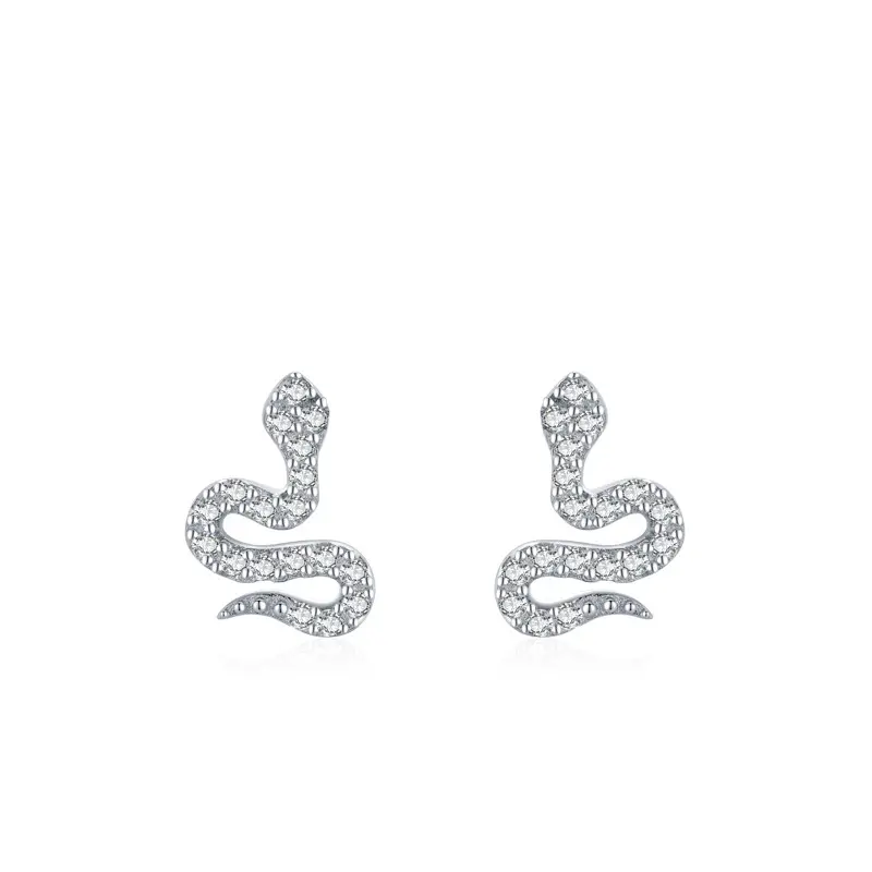 Классическая винтажная Мода 925 стерлингового серебра женщин ручной работы стиль Cz Милая Змея серьги-гвоздики