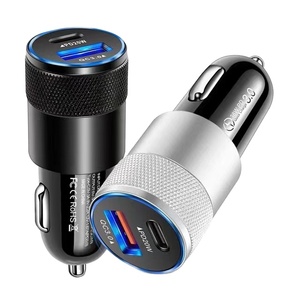 شاحن سيارة 38 واط <span class=keywords><strong>USB</strong></span> نوع <span class=keywords><strong>C</strong></span> PD لشحن الهواتف الأندرويد، محول سيارة سريع الشحن QC 3.0 لجميع السيارات يعمل بمنفذ ولاعة السجائر - Product Image 1