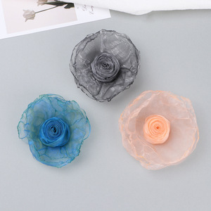 Organza Rose Flower Hair <b>Accessories</b> <b>Wedding</b> Bridal Headpiece Cloth Handmade Decor For Dress Shoes Bags - Product Image 3