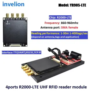 Módulo de lector RFID UHF de 4 puertos de larga distancia TTL UART RJ45 12V para Raspberry Pi sistema integrado seguimiento de activos