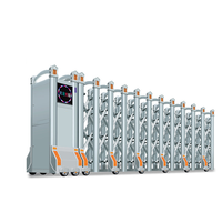 Porte pliante automatique rétractable en acier inoxydable OEM, porte de sécurité industrielle pour usine, entrepôt, villa