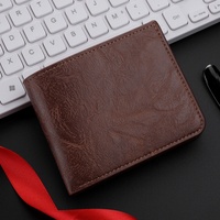 FSW585 dompet kulit PU risleting pria, dompet koin kulit PU rasa Premium, dompet pria murah, dompet grosir Retro pendek horisontal