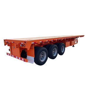 Semirremolque de plataforma alta de 40 pies de fábrica, 50T, de tres ejes, con neumático super individual para transporte de contenedores - Product Image 1