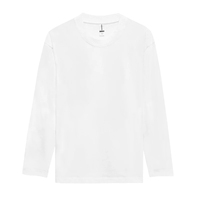 Fournisseur en gros de t-shirts personnalisés 220 g/m² Streetwear Thermique Uni Col Rond Blanc Manches Longues Coton pour Hommes