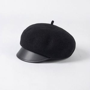 Autumn Winter Ladies Berets New Style Exquisite Wool Beret Character Fashion Warm Casual Beret with Leather Brim - Product Image 3
