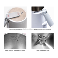 Machine à lait végétal portable 600 ml, 350 W, en acier inoxydable, pour la préparation de lait de soja, robot culinaire et mixeur, idéale pour les voyages, facile à utiliser – Nouveauté très demandée