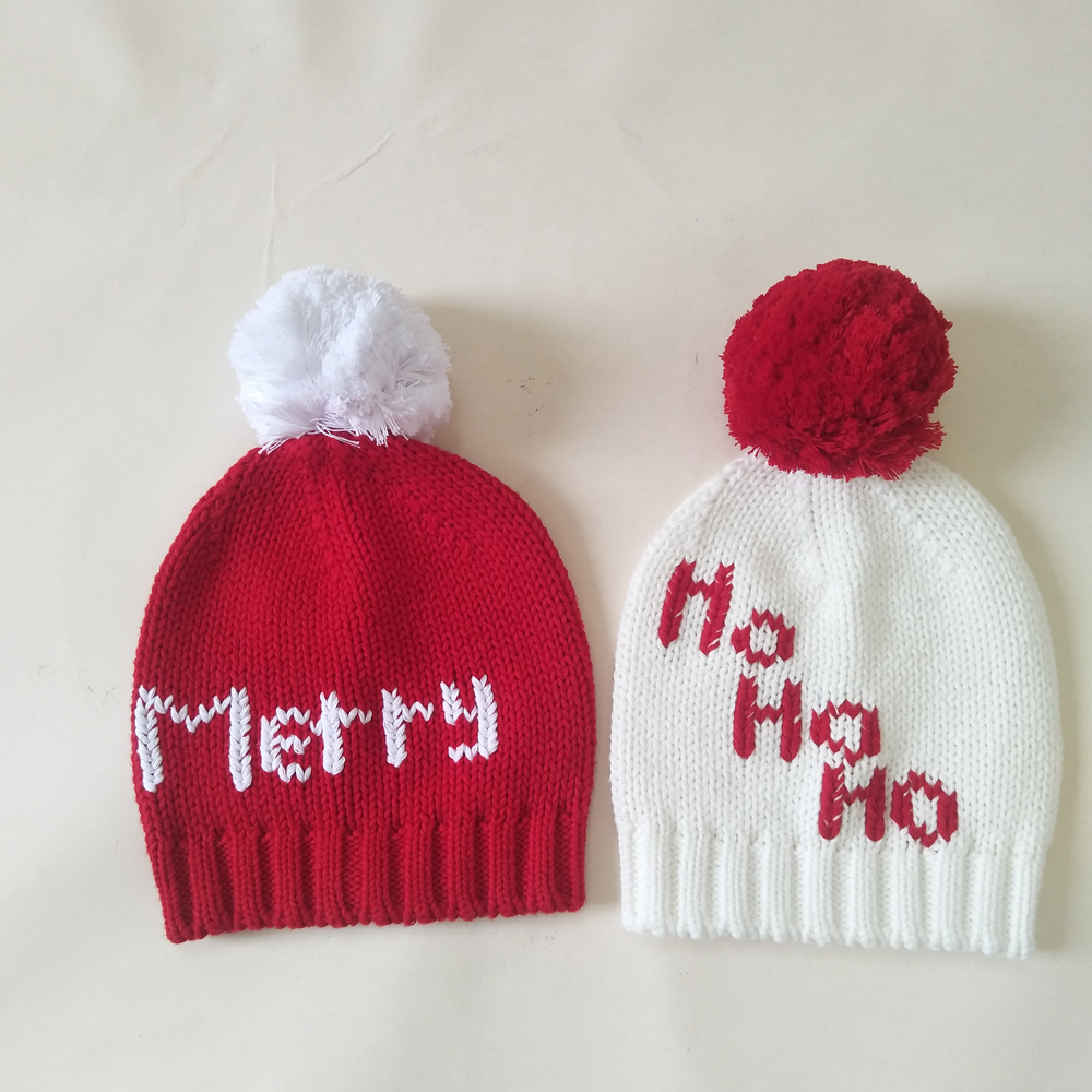 Рождественские шапки для малышей Заводская зимние детские хлопковые, вязаные шапки бини с помпоном шапка с хлопкового волокна