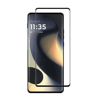 Film en verre trempé 9H HD incurvé 3D avec colle intégrale pour Motorola Edge 50 Ultra, anti-choc, anti-rayures (noir), qualité A++ pour téléphone portable