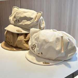 Cappello ottagonale con orecchie da gatto in stile cartone animato, cappello da bambino in stile giapponese che valorizza il viso, cappello a becco d'anatra retrò. - Product Image 2