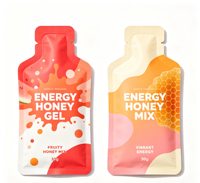 Sachets de miel personnalisés avec votre logo, forme spéciale, 15ml, 30ml, en stick, sacs portables en aluminium, bouteilles en forme d'énergie pour miel