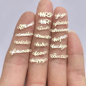 Connecteurs en or 14 carats plaqué or, maman, papa, amour, espoir, souhait, confiance, pour toujours, lettres, anti-ternissement, bijoux permanents, breloques - Product Image 1
