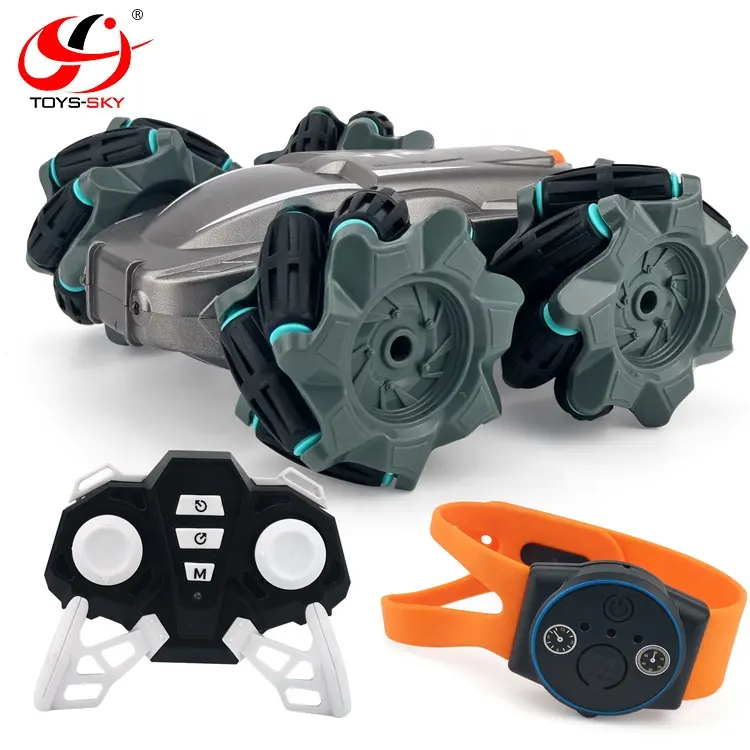 Amazon 2.4G Double Side Remote Control Drift Twisting RC Stunt Car 360 Hand Gesture Watch Controlled Stunt Car RC led light