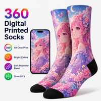 Chaussettes de sport imprimées numériquement à 360°, portrait personnalisé, impression numérique intégrale, polyester doux, OEM