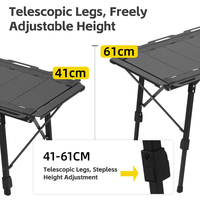 Table de camping modulaire IGT, hauteur réglable, en aluminium, pliable, pour barbecue et pique-nique, avec panier de rangement et évier