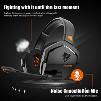 NUBWO G06 Headset Gaming nirkabel, Headset diatas telinga 2.4G dengan kabel 3.5mm pengurang kebisingan dengan mikrofon untuk PS5 PS4 PC Laptop