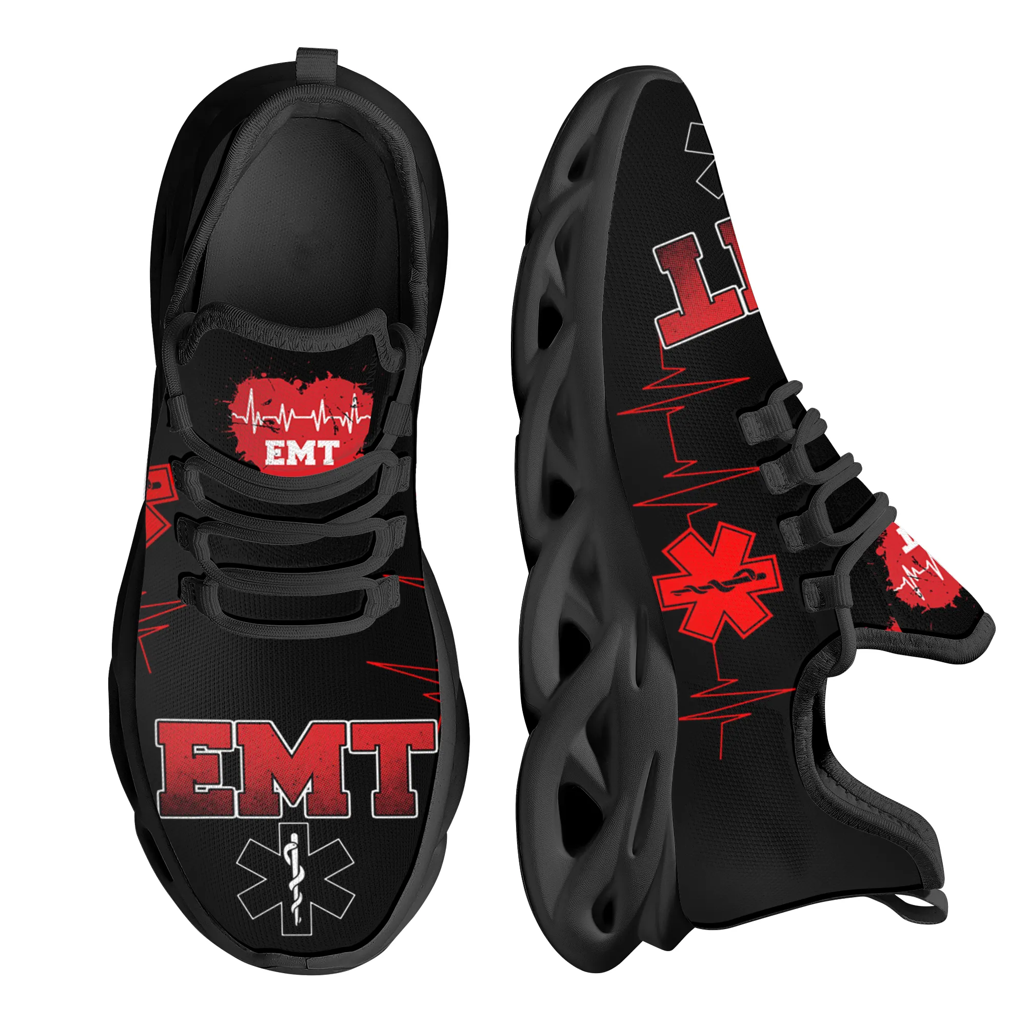 プロのメーカーと女性の通気性のある靴のためのホット販売フラットシューズファッション救急救命士EMTEMSパターンメッシュスニーカー