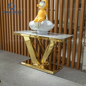 Qiacheng-Mesa de entrada de acero inoxidable para el hogar, mesa de estilo nórdico con <span class=keywords><strong>consola</strong></span> de pasillo, color dorado - Product Image 2
