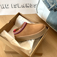 Bottes d'hiver en cuir de mouton et fourrure pour femme 2025, bottes de neige à plateforme en peau de mouton, Uggs, pantoufles de créateur Tazz, chaudes et confortables