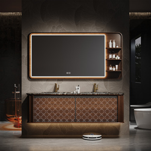 Mueble de <span class=keywords><strong>Baño</strong></span> de Lujo Estilo Italiano, Mueble de Madera Maciza <span class=keywords><strong>con</strong></span> Encimera de Piedra, Mueble <span class=keywords><strong>con</strong></span> <span class=keywords><strong>Espejo</strong></span> Inteligente - Product Image 1