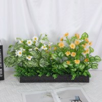 Rangkaian Bunga Artificial Profil Rendah Bentuk Persegi Panjang Dekorasi Floral untuk Rumah Hotel Kantor Meja Grosir