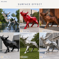 Sculpture géométrique en forme de taureau en acier inoxydable soudé, grande taille, moderne, personnalisée pour les espaces publics commerciaux extérieurs