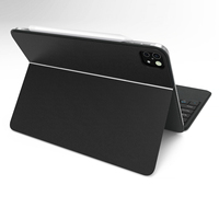 Funda con Teclado Magnético Ultra Delgado de Cuero PU para iPad Pro de 12.9 Pulgadas, USB-C, Inalámbrico, Bluetooth