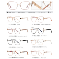 MS 85043 Lunettes élégantes pour femmes en métal anti-lumière bleue, monture carrée avec branches ornées de cristaux, finition premium