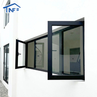 Ventanas Francesas Modernas Insonorizadas con Marco de Aluminio Blanco y Negro, Abatibles, para Casas y Villas
