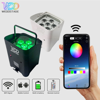 WEDOSTAGE 10 focos inteligentes DJ S6 inalámbricos DMX/WIFI IP33 de 6*18W RGBWA+UV 6 en 1 con batería, control por aplicación, 16.7M colores para