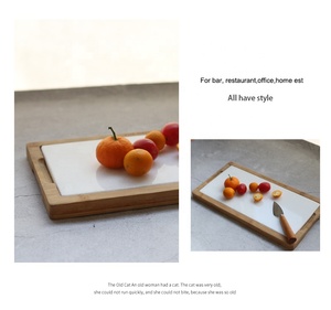 Juego de mesa de madera de bambú para cortar queso, juego de cuchillos de madera de mármol Natural hecho a mano - Product Image 2
