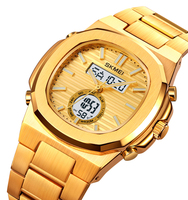 Modische Dual-Zeit Herrenuhr Legierung Edelstahlband 3BAR Wasserdicht Chronograph Alarm Armbanduhr mit Datum- und Wochenanzeige