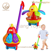 Vente en gros Jouet pour enfants poussins Jouet unisexe à main pour bébé Chariot à pousser Marchette Jouet éducatif et rotatif pour apprendre à ramper et à jouer en toute sécurité