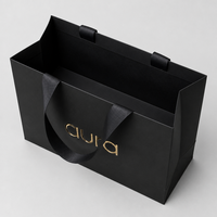 Sacs shopping en carton noir personnalisés, recyclables, pour bijoux, vêtements, bougies, vente au détail