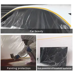 YOUJIANG Masking Film Pre-Folded Overspray Paintable Plastic Protective Sheeting For Auto Painting Cover Walls Furniture
