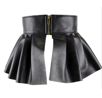 Jupe extensible élastique pour femmes, en Faux cuir PU, ceinture ajustable avec fermeture éclair,