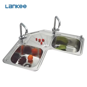 Lavello da Cucina Personalizzato a Forma Speciale, Rinforzato, <span class=keywords><strong>in</strong></span> <span class=keywords><strong>Acciaio</strong></span> <span class=keywords><strong>Inox</strong></span> Nero Nano, Lavello Angolare a Doppia Vasca - Product Image 2